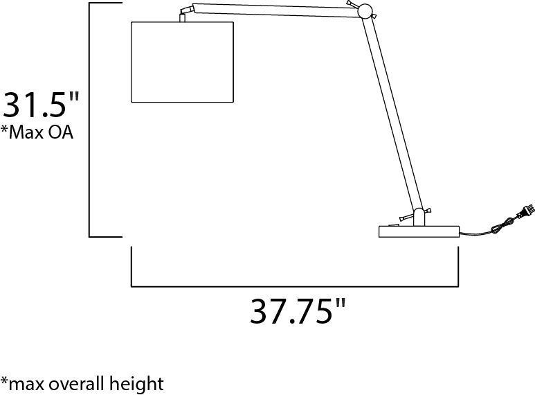 Maxim Hotel Table Lamp Model: 60138WAPC Line Drawing