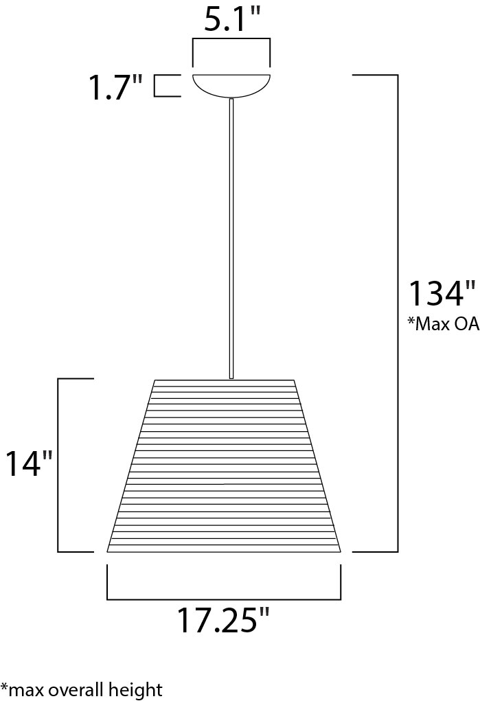 Maxim Java Single Pendant Model: 9102JVBK Line Drawing