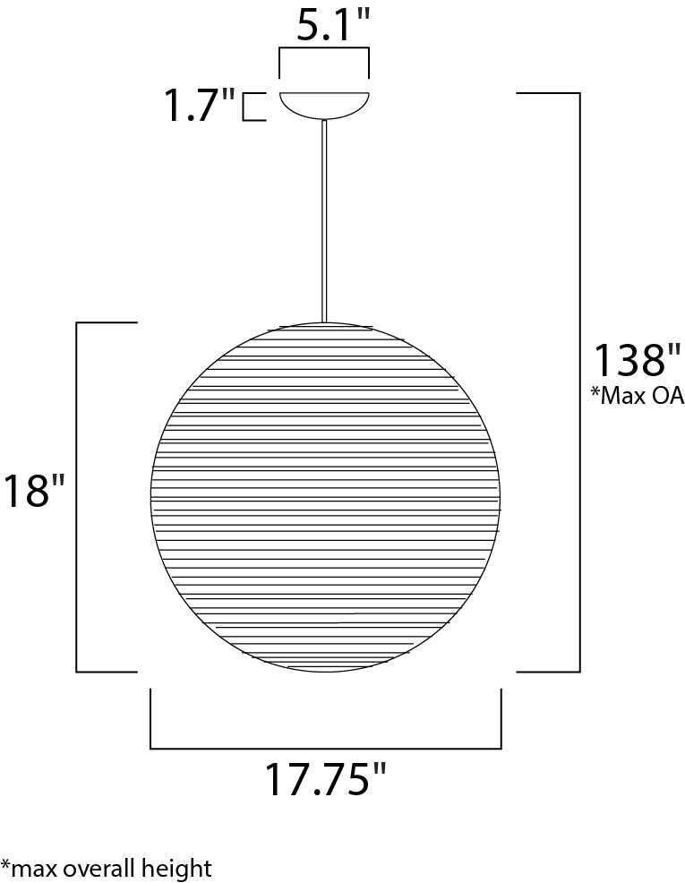 Maxim Java Single Pendant Model: 9106JVBK Line Drawing