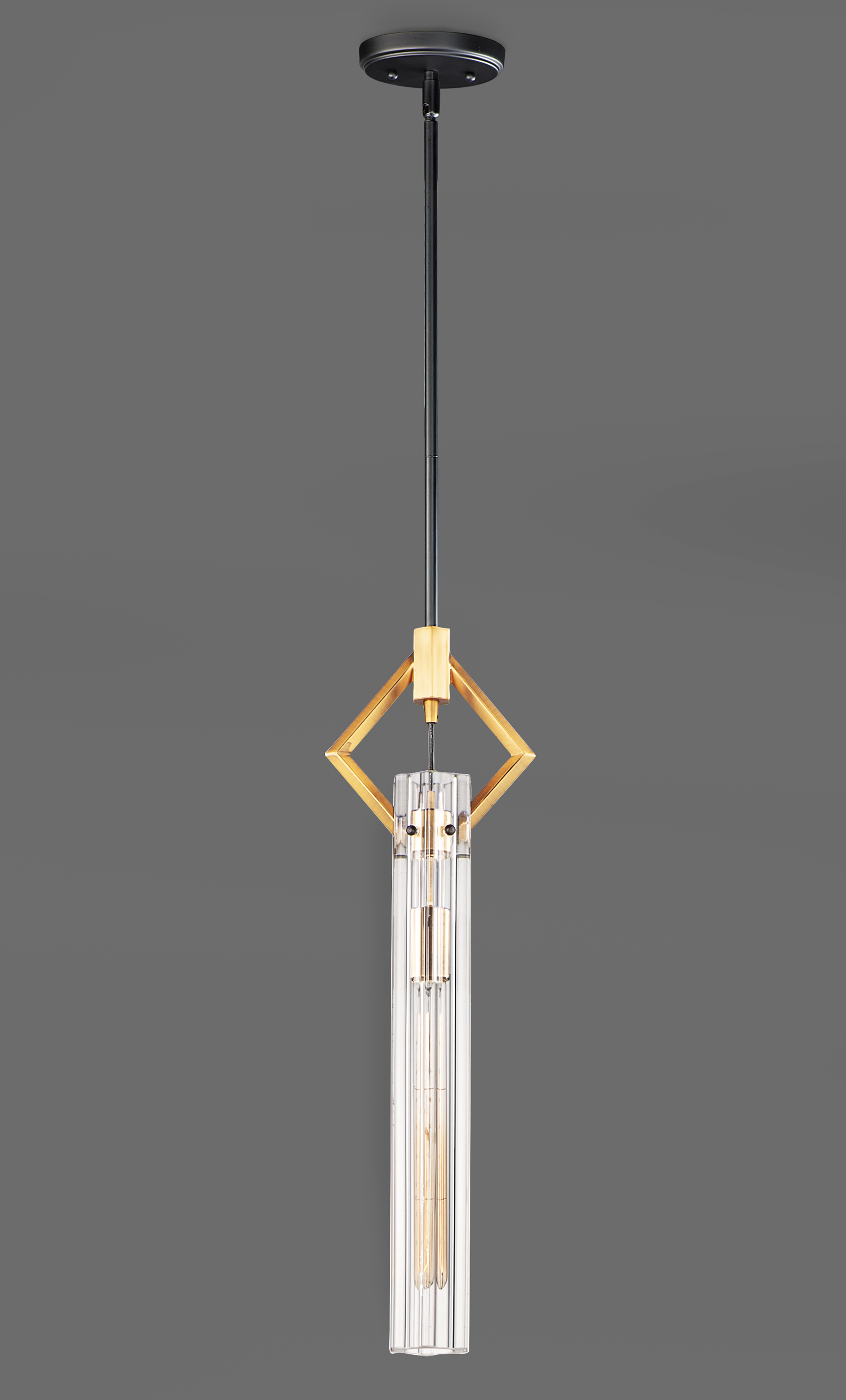 Maxim Lighting Flambeau 1-Light Mini Pendant 16111CLBKAB Black/Antique Brass 