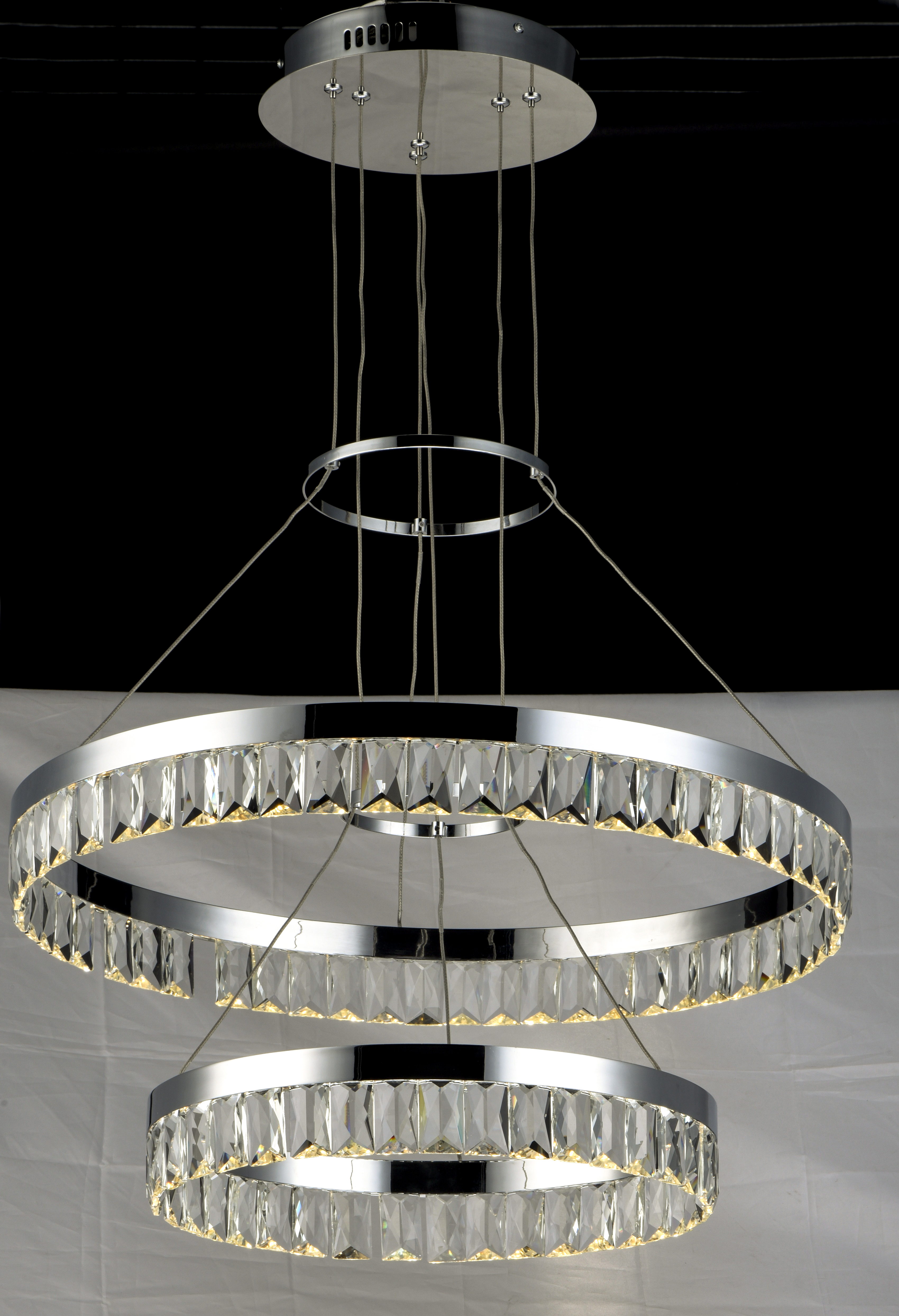 3-Light 96 Total Watts 3H x 24W Maxim 38379BCPC Icycle 3-Tier Crystal LED Suspension Pendant Ceiling Light Polished Chrome 