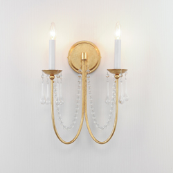 Plumette 2-Light Wall Sconce w Crystal