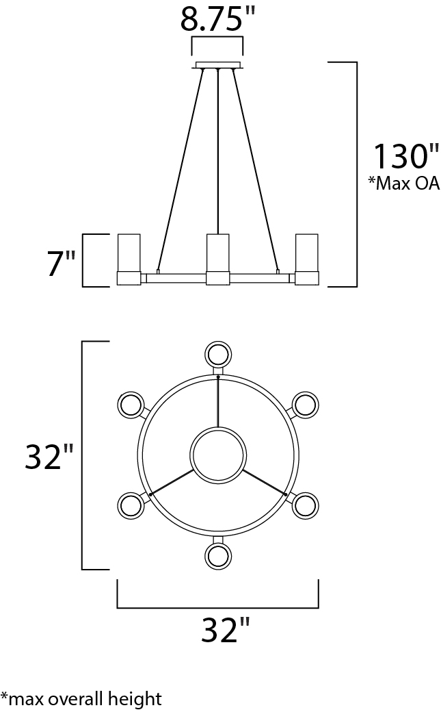 Silo 8-Light Chandelier - Single-Tier Chandelier - Maxim Lighting