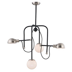 Black / Satin Nickel 4-Light 26 Watts 29H x 21W Maxim 21666WTBKSN Mingle Chandelier Black / Satin Nickel 4-Light 26 Watts 29H x 21W Maxim 21666WTBKSN Mingle Chandelier