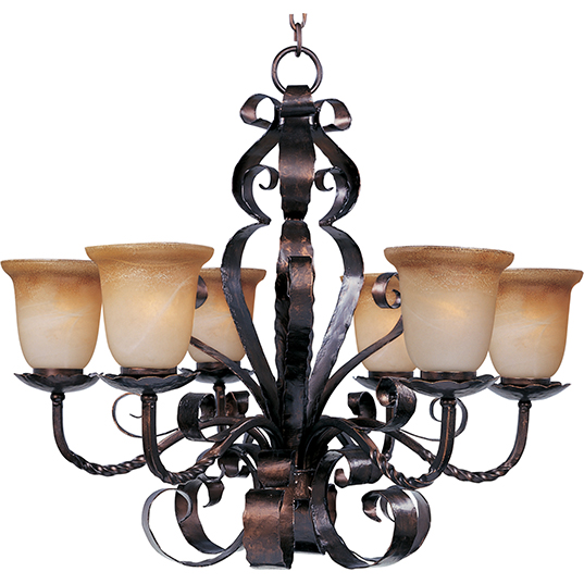 Aspen 6 Light Chandelier Single Tier Maxim Lighting Aspen 6 Light Chandelier Single Tier